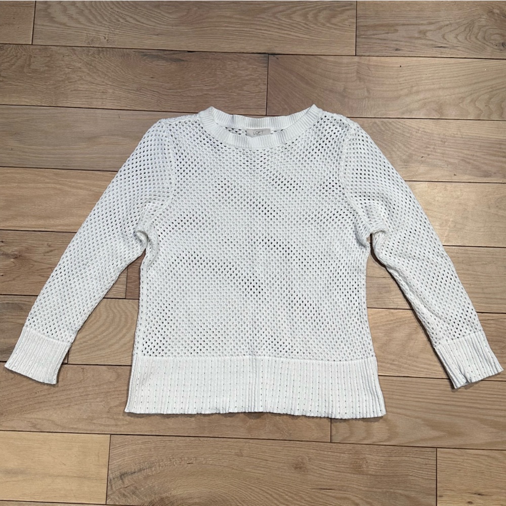 LOFT White Knit Sweater Top